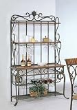 Baker's Rack with Wine Storage Bronze & Oak Finish