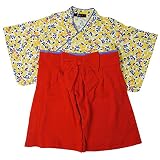 DONOBAN MAMA SELECT ドノバンママセレクト 袴オール カバーオール ロンパース ストライプ 小花柄 男の子 女の子 ベビー 70 80 出産祝い はかま｜80 Y.イエロー