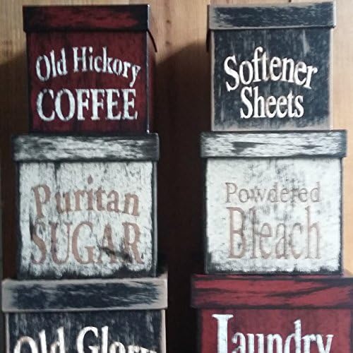 Flour Sugar Coffee Canister Set, Farmhouse Kitchen Canister Set, Rustic Decorative Kitchen Boxes