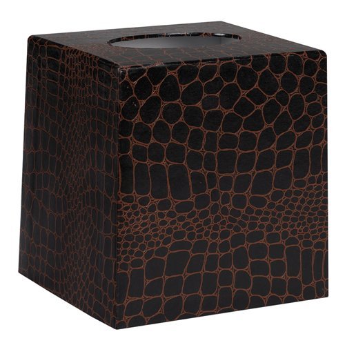 Brown Faux Croc Tissue Box Cover