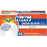 Hefty Odor Block Trash Bags, Tall Kitchen Bags, Scent Free, 45 Count