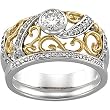 14K Two-Tone Gold Diamond Wedding Set - 0.60 Ct.