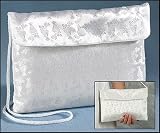 Catholic Girls First Communion Gift White Chalice Design Satin Brocade Snap Button Keepsake Purse Tote Handbag