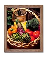Peppers Tomatoes Kitchen Home Decor Wall Picture Oak Framed Art Print