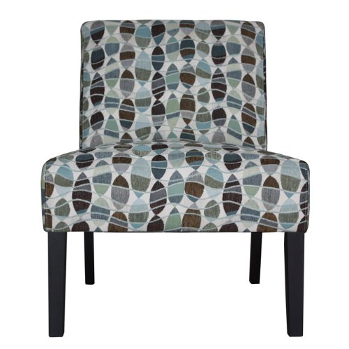 Handy Living 340C-PWL52-083 083 Armless Chair, Wavy Brown And Blue Leaf Design