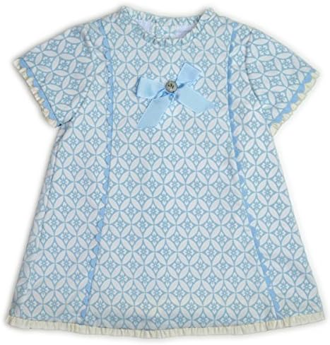 Kerubins Baby Girl Flocked Dress -18 Months-Blue, White
