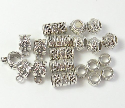 20 Bead Mix European Style Charm Hangers & Spacers