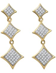10K Yellow Gold 0.30CT White Diamond Pillow Micro-Pave Earrings