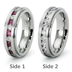 6mm Women's Titanium Wedding Band with Pink and White CZs - Size 6: West Coast Jewelry: Jewelry