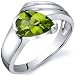Contemporary Pear Shape 1.25 carats Peridot Ring in Sterling Silver Rhodium Finish Available in Size