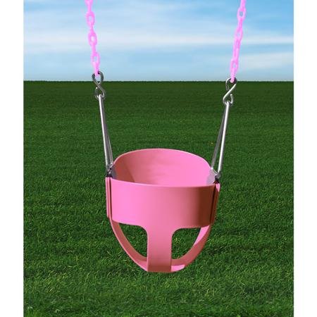 Exciting and Joyful Gorilla Playsets Toddler Full Bucket Outdoor Swing, Chains Are Coated in a Soft and Grippy Plastic, Pink