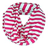 母乳育児上のNaiFeiディール - プレミアム品質の看護スカーフ/看護カバーのインフィニティ看護のスカーフ。イージーキャリー、ウルトラソフト、多目的、スタイリッシュな着用。 (ピンク、白のストライプ
