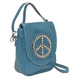 Ashley M Croco Embossed Cross Body w/ Peace Sign