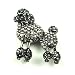 poodle14 - Black Smokey Austrian Rhinestone Poodle Dog Antique SilverTone