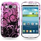 WIRELESS CENTRAL Brand Hard Snap-On Cover Case with BLACK PURPLE SWIRL Design for SAMSUNG I747 GALAXY S III / I9300 With PRY- Triangle Case Removal Tool [WCC333]