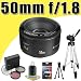 Canon EF 50mm f/1.8 II SLR Lens for Canon EOS 5D Mark II 7D T3i T2i T1i Xti XSi 60D SLR Cameras 3 Piece Filter Kit Tripod DavisMAX Bundle