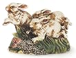 14" Adorable Easter Racing Bunny Rabbits Ceramic Table Figure