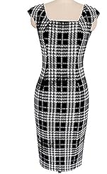 Sleeveless Square Neck Plaid Print Bodycon Dress 