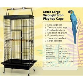 Large Bird Cage WIDE Wrought Iron Play Top Bird House