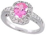 Sterling Silver Vintage Style Engagement ring, w/ an 8 x 6 mm (1.25 ct) Oval Cut Pink-colored CZ Stone, 1/2 (12mm) wide