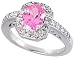 Sterling Silver Vintage Style Engagement ring, w/ an 8 x 6 mm (1.25 ct) Oval Cut Pink-colored CZ Stone, 1/2 (12mm) wide