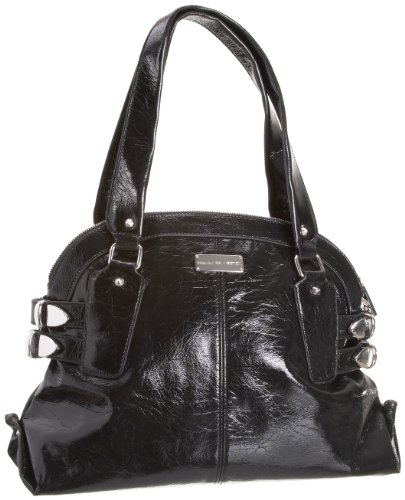 French Connection Women’s Buckle Up Pleather Tote Black Medium