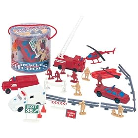 Fireman Rescue Heroes Travel Bucket, 37 Piece Play Tub