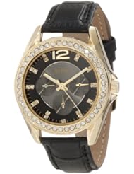 XOXO Womens XO3353 Rhinestones Accent Black Strap Watch