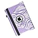 Style4U iPad Mini Case, [Everlasting Shine] Colorful Zebra Design 360 Rotating PU Leather Stand Bling Case Cover with Auto Sleep/Wake Function for iPad Mini/iPad Mini 2/3 with 1 Stylus [Purple]