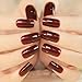 24 Pieces French High Light Texture Color Full Cover Nails Tips Special Brown Red Long Square False Nails