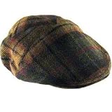 100% WOOL TWEED PLAID IVY DRIVING GOLF CAP HAT * BROWN * Large / Extra Large
