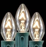 Novelty Lights, Inc. C7 Incandescent Transparent Christmas Replacement Bulbs, 25 Pack