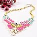 Qiyun (TM) Flower Cluster Y Lariat Pendant Bib Resin Beaded Colorful Multicolored Necklace