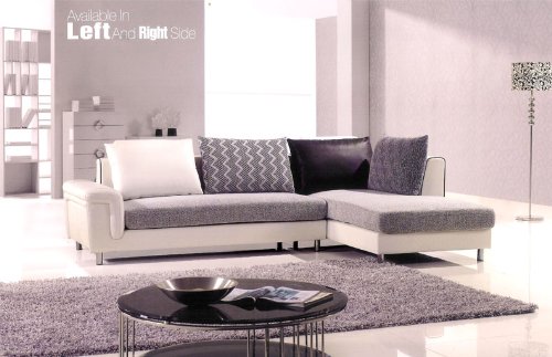 2pc Sectional Modern Fabric & Leather Sofa Set 