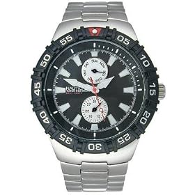 Nautica Men Multifunction Black Dial Stainless Steel Bracelet N11041