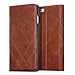 iPhone 6/6s Plus Case, Marge Plus Oil Wax Pattern Genuine Leather iPhone Case One Card Holder Slot Flip Cover Folio Case With Stand for Apple iPhone 6/6s Plus 5.5 Inch (Brown)