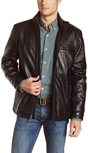 Leather Jacket For Mens Solid Lambskin Leather Long Sleeves Comfortable Black