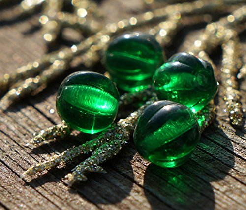 Green Crystal Czech Glass Watermelon Beads Melon Fruit Beads Pumpkin Round 8mm 20pcs