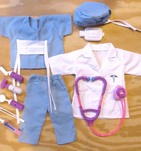 10 Piece Nurse,Doctor, Scrubs Doll Clothes fits 18 inch American Girl Doll
