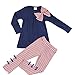 ASHERANGEL 2pcs Baby Girls Bowknot T-Shirt Top+Pants Leggings Trousers Outfit Navy 5T