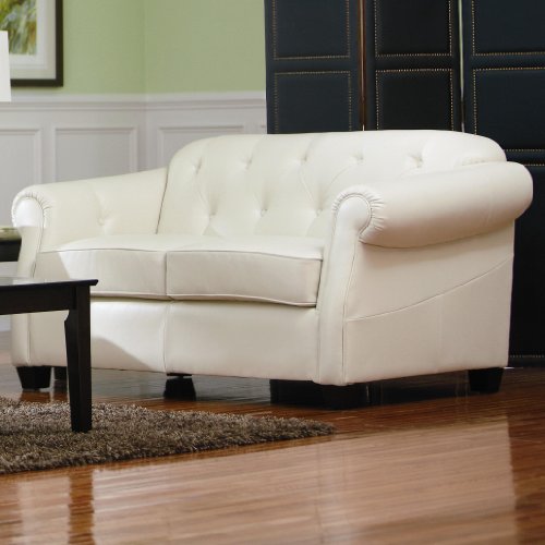 Kristyna Bonded Leather Loveseat with Button Tufting by Coaster