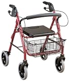 Aluminum Frame Rollator with Wheels, Shopping Basket, Padded Seat and 2 Handbrakes.