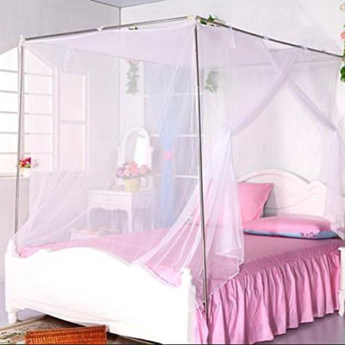 Anruier Durable Foldable Household Double Zipper Sleeping Square Mosquito Net Bed Canopy with Bracket Stand (1.5m x 2m)