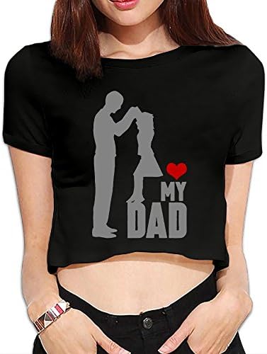 LOVE MY DAD Womens Crop Top Screen-Print Crop Tee Loose Crop Tee