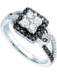 0.75CTW ROUND WHITE AND BLACK DIAMOND FASHION RING