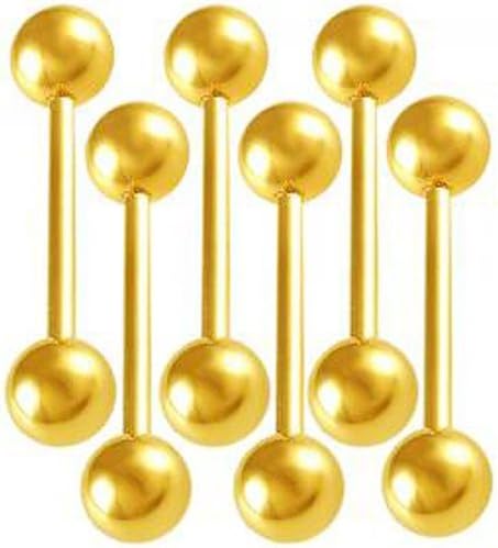 14G 14 Gauge (1.6mm), 16mm long- Anodized surgical steel tongue rings straight bars balls tounge barbells ABPA - Pierced Body Piercing Jewelry- Set of 6