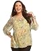 Charter Club Plus Size Top, Crinkled Paisley Print Limoncello 16W