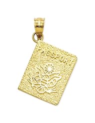 14k Yellow Gold Passport Pendant. Metal Wt- 1.46g