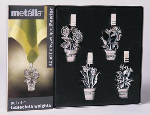 Childrens Toyshop  Kitchen & Housewares : Prodyne Pewter "Flower Pot" Tablecloth Weights, Set of 4 (TW-3-P)