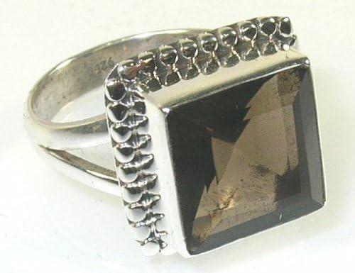 Size 8 Smoky Quartz Sterling Silver Ring